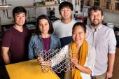 Photo of I-MRSEC team that contributed to this research project, including Prof. Elif Ertekin, Prof. Pinshane Huang, Prof. Arend van der Zande, and graduate students Edmund Han and Jaehyung Yu. (Photo by Stephanie Adams)