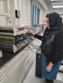 Photo of Dr. Saima Siddiqui in the laboratory.